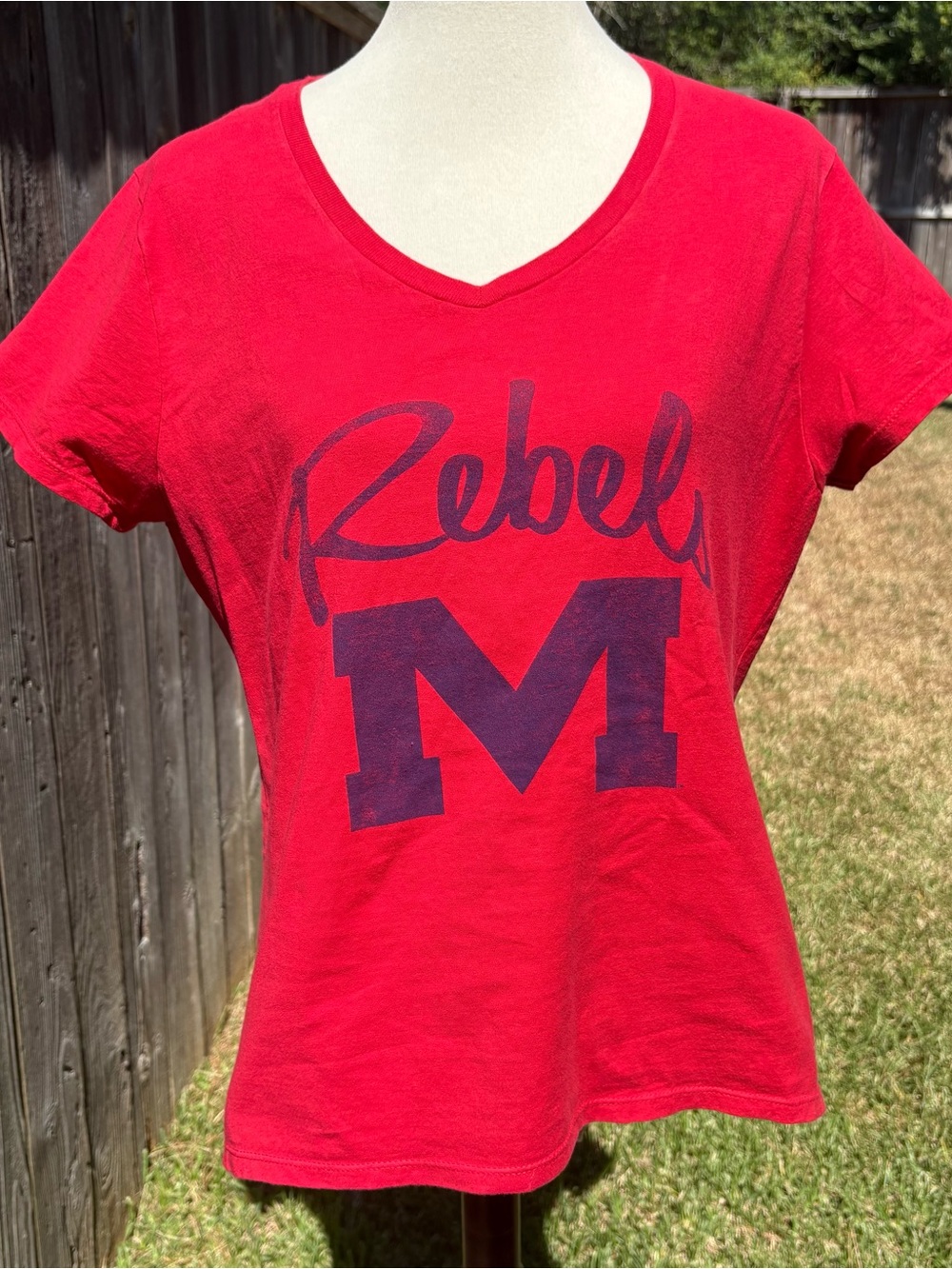 Russell Athletic Women's Red VNeck Tee Ole Miss Rebels